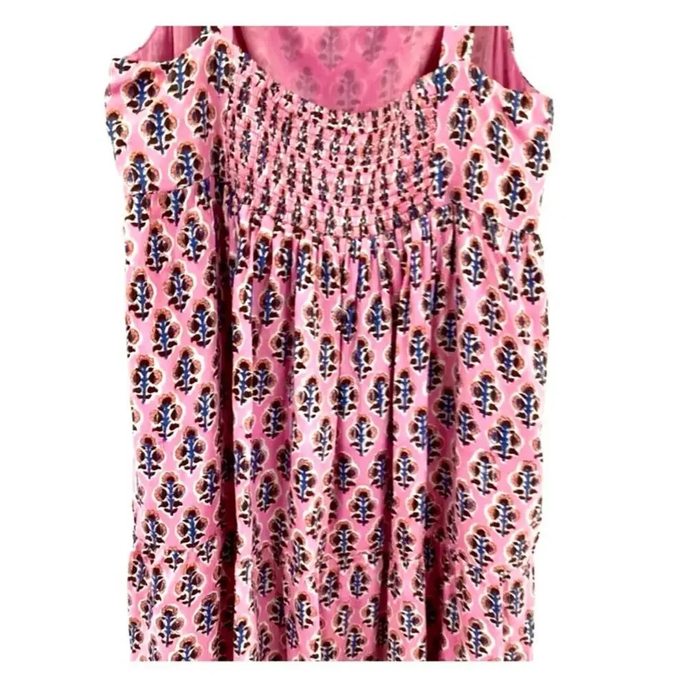 Emerson Fry India Collection Sara Tier Dress Pink Floral Maxi Large - Picture 4 of 10